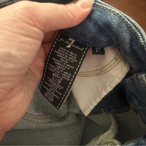 7 For All Mankind Floral Embroidered Skinny Jeans 27 High Waist Y2K - Picture 7 of 12